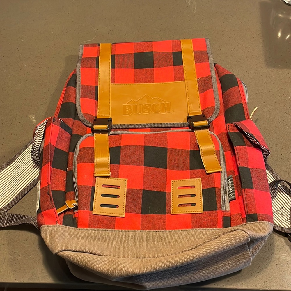 Busch beer flannel backpack